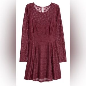 H&M divided burgundy lace dress size 8